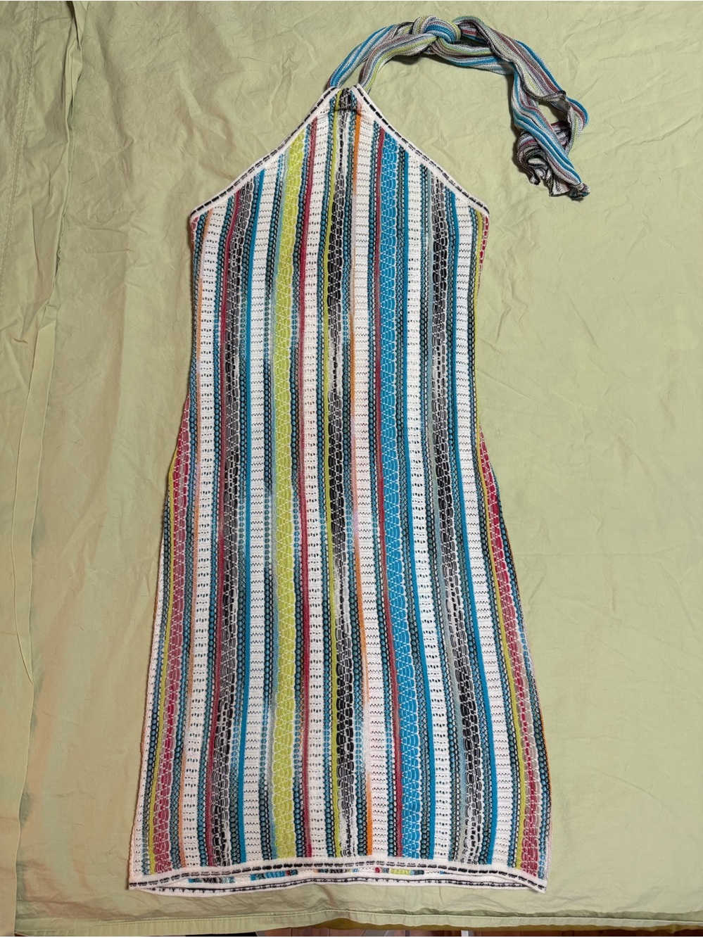Missoni.  Striped Multicolor Crochet Midi halter dress.  Size small.